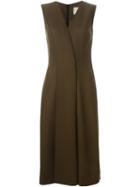 Jason Wu Pleated Front V-neck Flared Dress