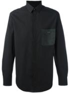 Fendi Patch Pocket Shirt, Men's, Size: 39, Black, Cotton