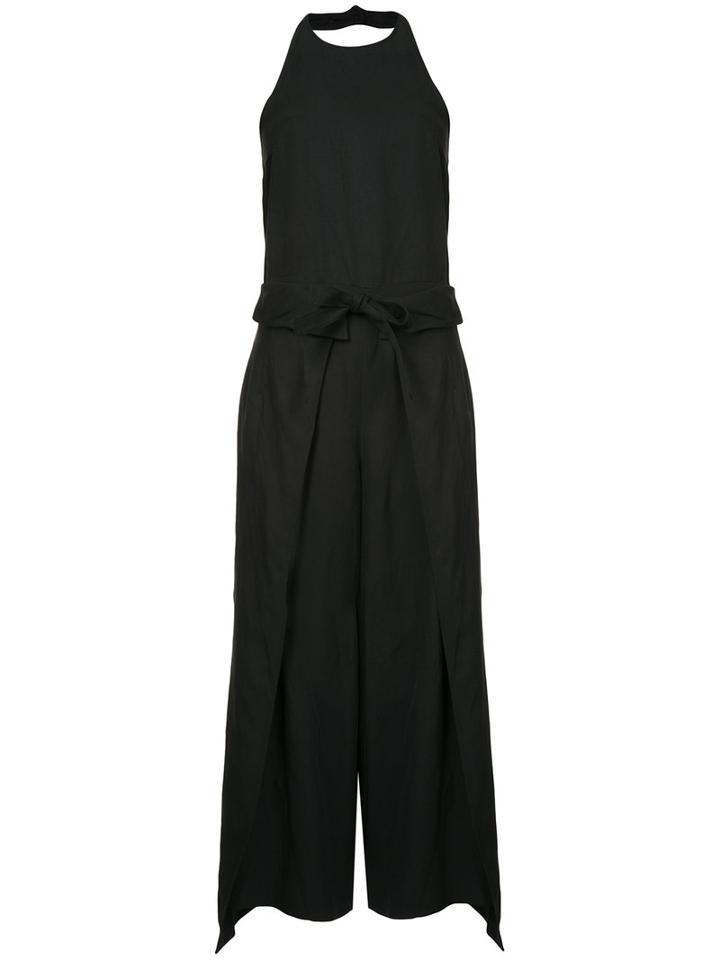 Derek Lam 10 Crosby Tie Wrap Front Jumpsuit, Women's, Size: 8, Black, Linen/flax/viscose