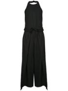 Derek Lam 10 Crosby Tie Wrap Front Jumpsuit, Women's, Size: 8, Black, Linen/flax/viscose