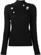 Preen By Thornton Bregazzi Embellished Ribbed Jumper, Women's, Size: Medium, Black, Virgin Wool