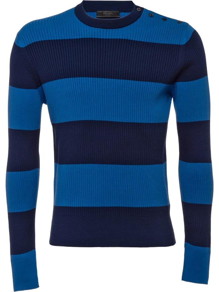 Prada Buttoned Shoulder Jumper - Blue