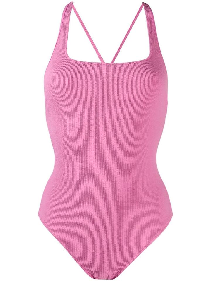 Ganni Ribbed Swimsuit - Pink