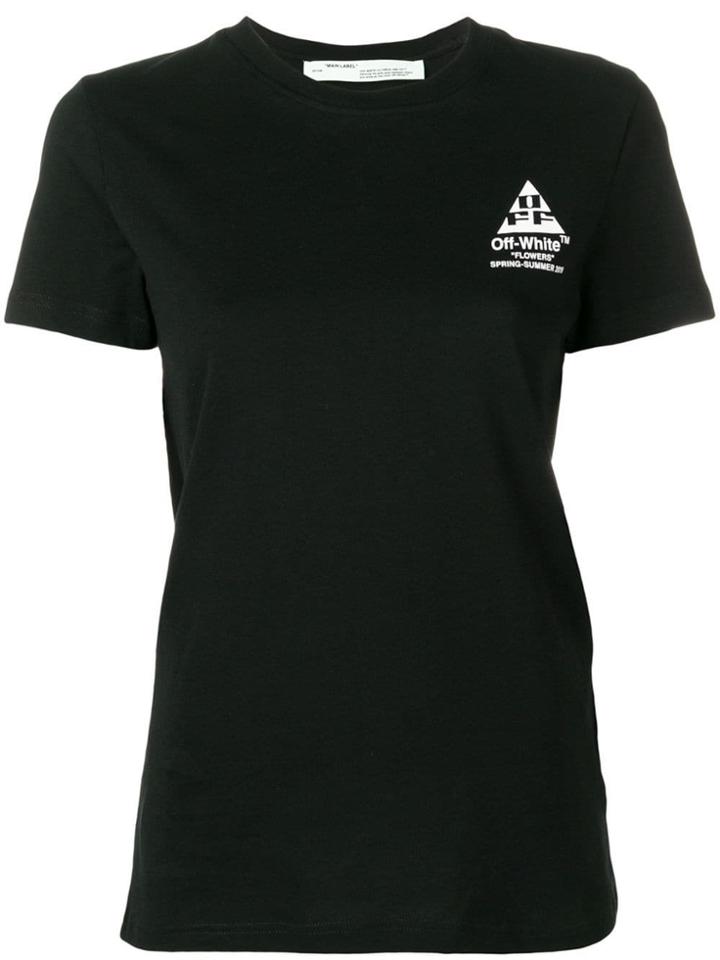 Off-white Floral Logo Print T-shirt - Black