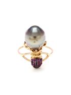Daniela Villegas 18k Pink Gold Amethyst & Pearl Khepri Ring, Women's, Size: G, Pink/purple