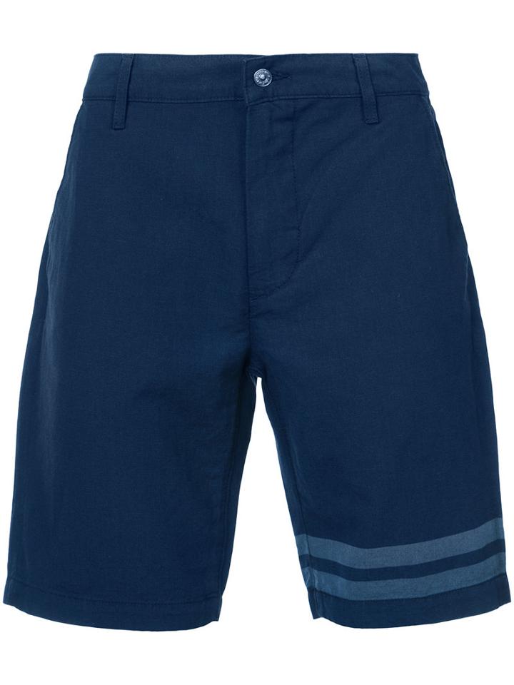 7 For All Mankind - Striped Detail Bermuda Shorts - Men - Cotton - 33, Blue, Cotton