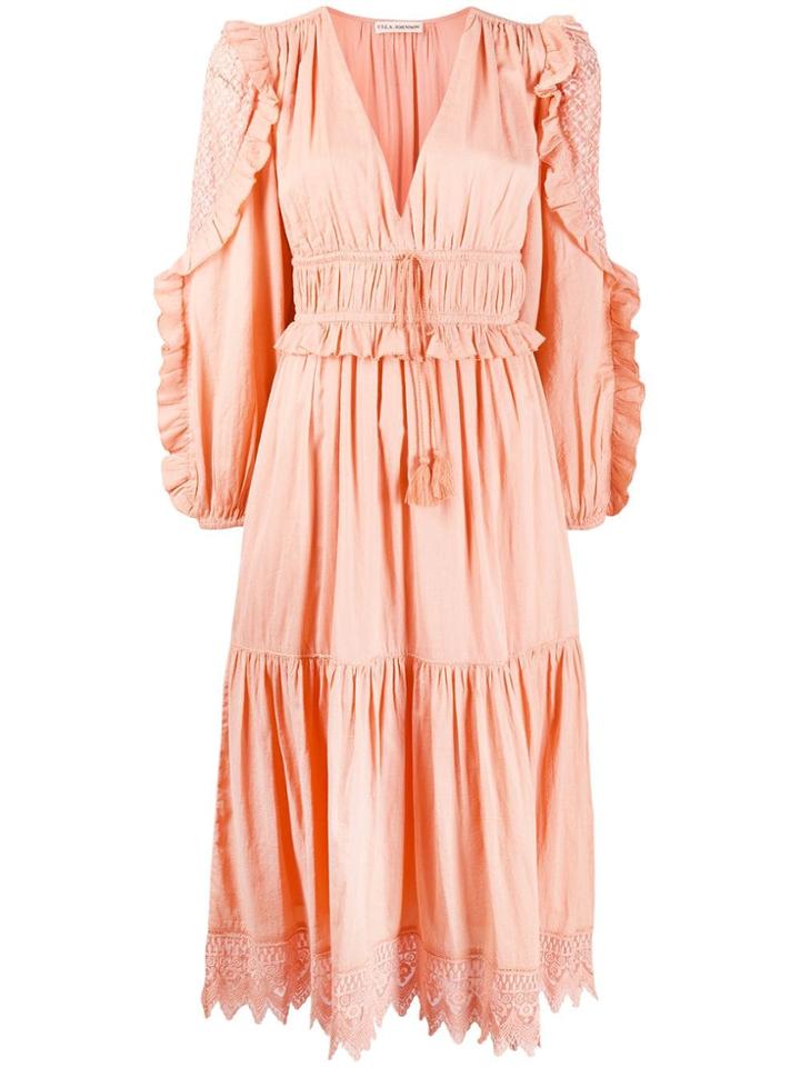 Ulla Johnson Frill-trim Flared Midi Dress - Neutrals