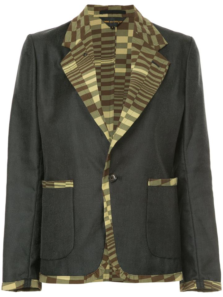 Comme Des Garçons Vintage Printed-panel Slim-fit Blazer - Grey
