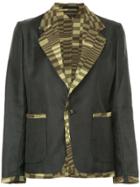 Comme Des Garçons Vintage Printed-panel Slim-fit Blazer - Grey