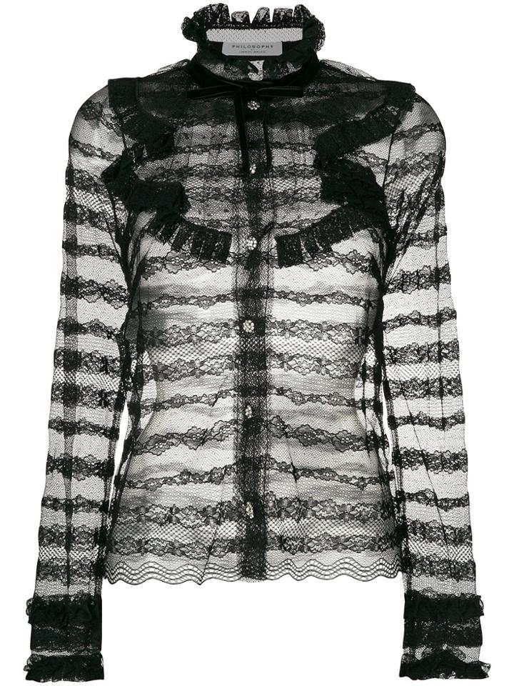 Philosophy Di Lorenzo Serafini Sheer Lace Shirt - Black