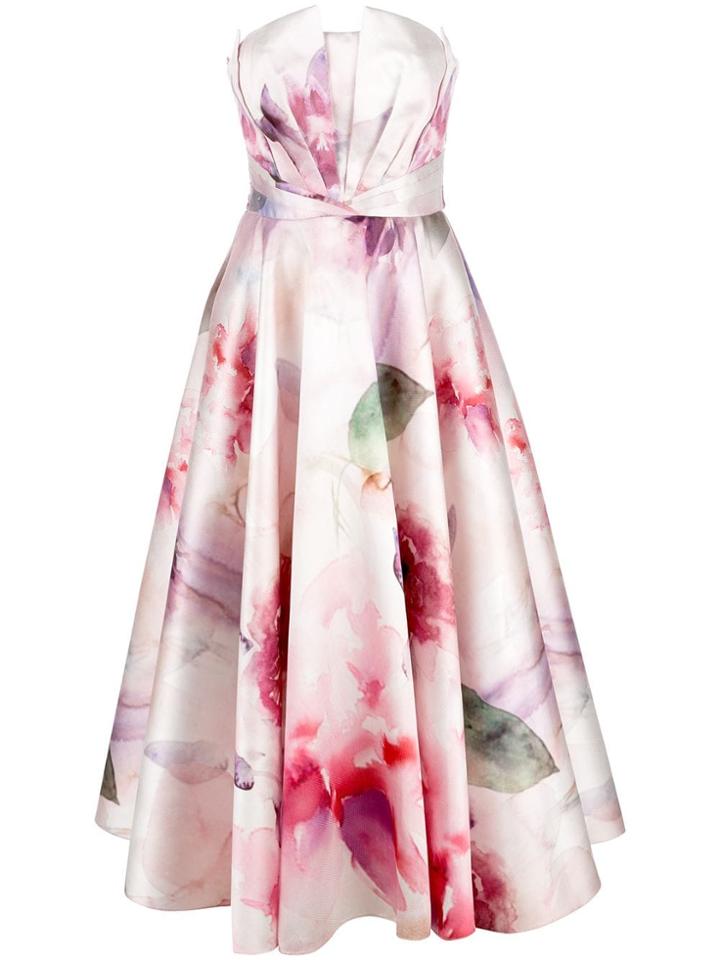 Marchesa Notte Mikado Pique Tea Length Dress - White