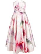 Marchesa Notte Mikado Pique Tea Length Dress - White