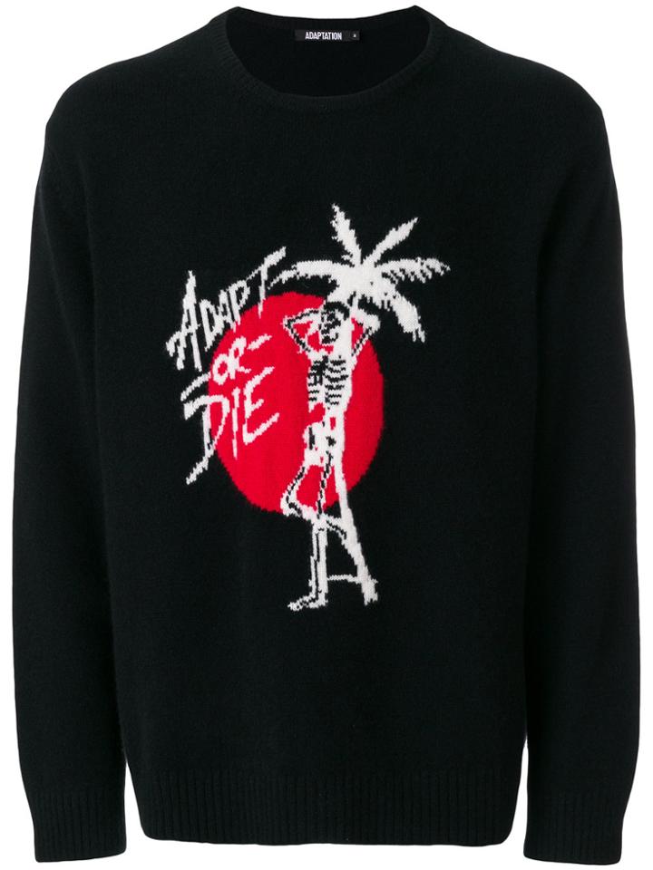 Adaptation Slogan Front Sweater - Black