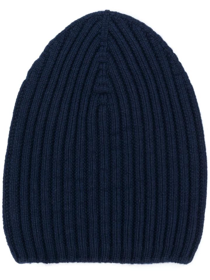 Barrie Ribbed-knit Cashmere Beanie - Blue