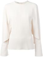 Stella Mccartney - Drape Sleeve Blouse - Women - Spandex/elastane/acetate/viscose - 42, Women's, Nude/neutrals, Spandex/elastane/acetate/viscose