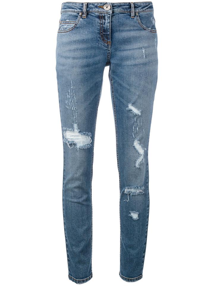 Eleventy Distressed Jeans, Women's, Size: 29, Blue, Cotton/spandex/elastane