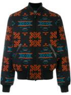 Marcelo Burlon County Of Milan 'pendleton' Bomber Jacket, Men's, Size: Xs, Black, Cotton/leather/polyamide/virgin Wool