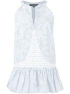 Thakoon Peplum Hem Sleeveless Blouse, Women's, Size: 2, Blue, Cotton/polyester