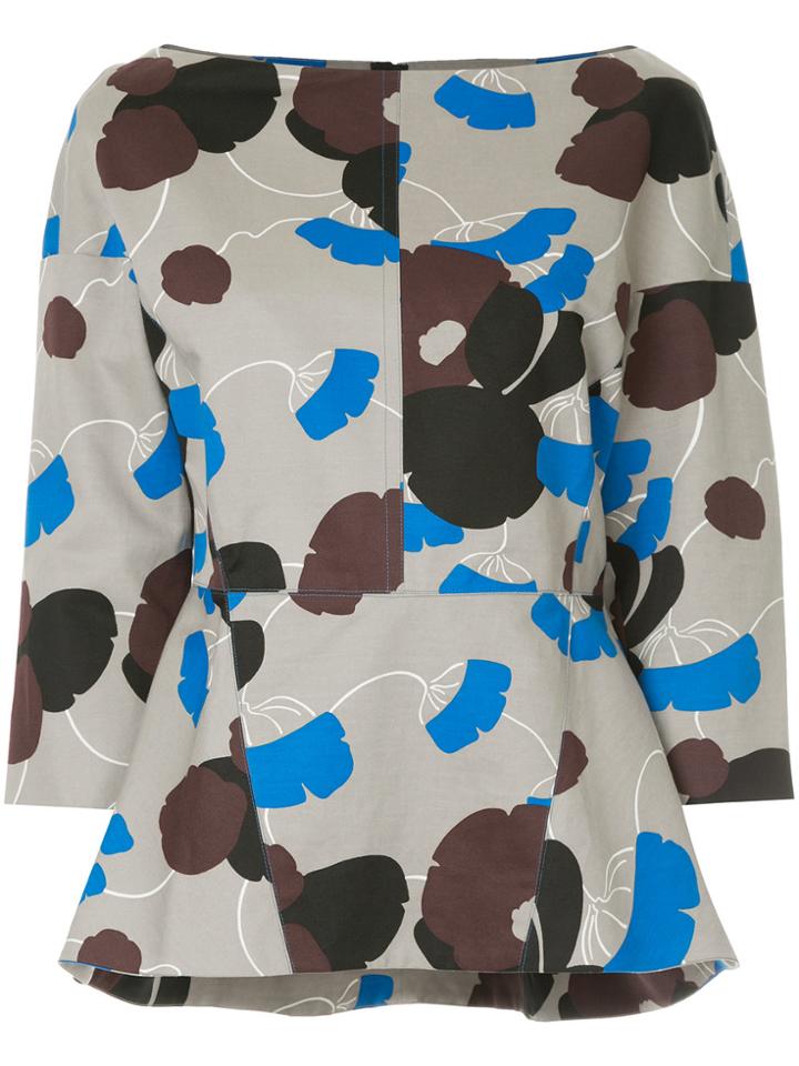 Marni Floral Print Peplum Top - Multicolour