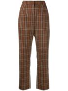 Mm6 Maison Margiela Contrast Panel Check Trousers - Brown