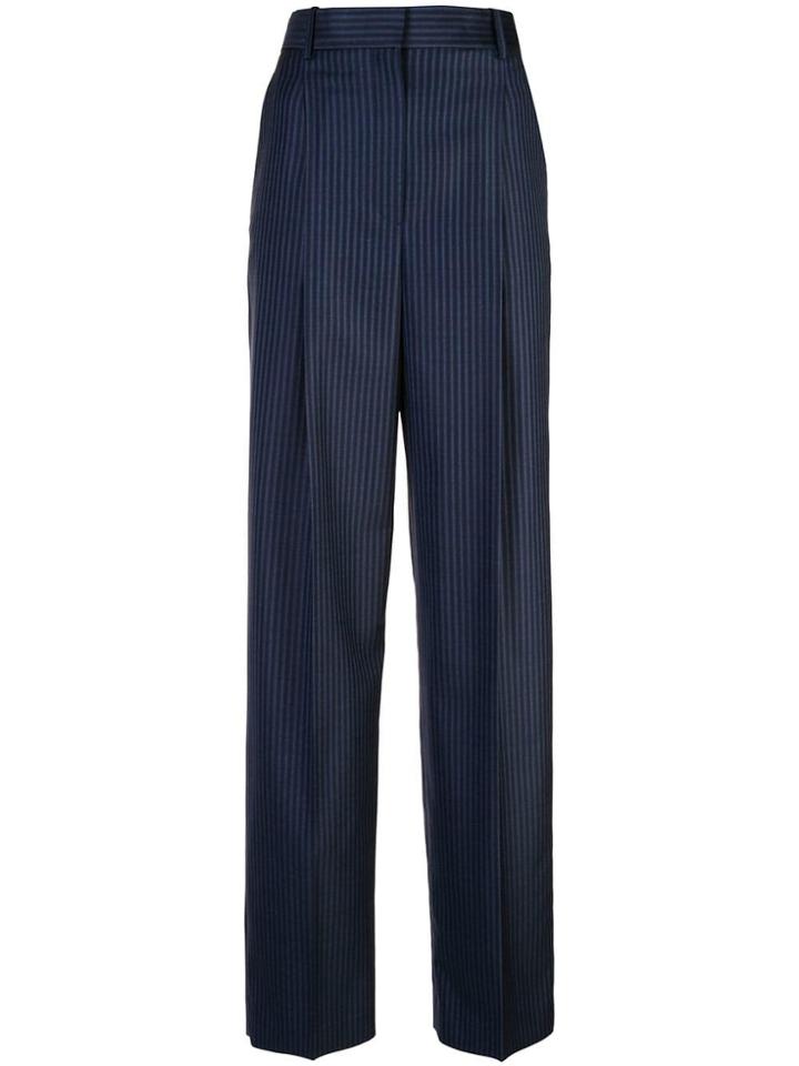 Theory Striped Wide Leg Trousers - Blue