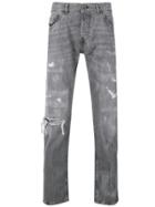 Diesel Black Gold Slim Fit Jeans In Washed And Broken Denim - Grey