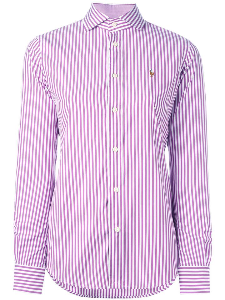 Polo Ralph Lauren Striped Logo Shirt, Women's, Size: 10, Pink/purple, Cotton/nylon/spandex/elastane