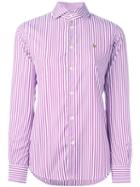 Polo Ralph Lauren Striped Logo Shirt, Women's, Size: 10, Pink/purple, Cotton/nylon/spandex/elastane