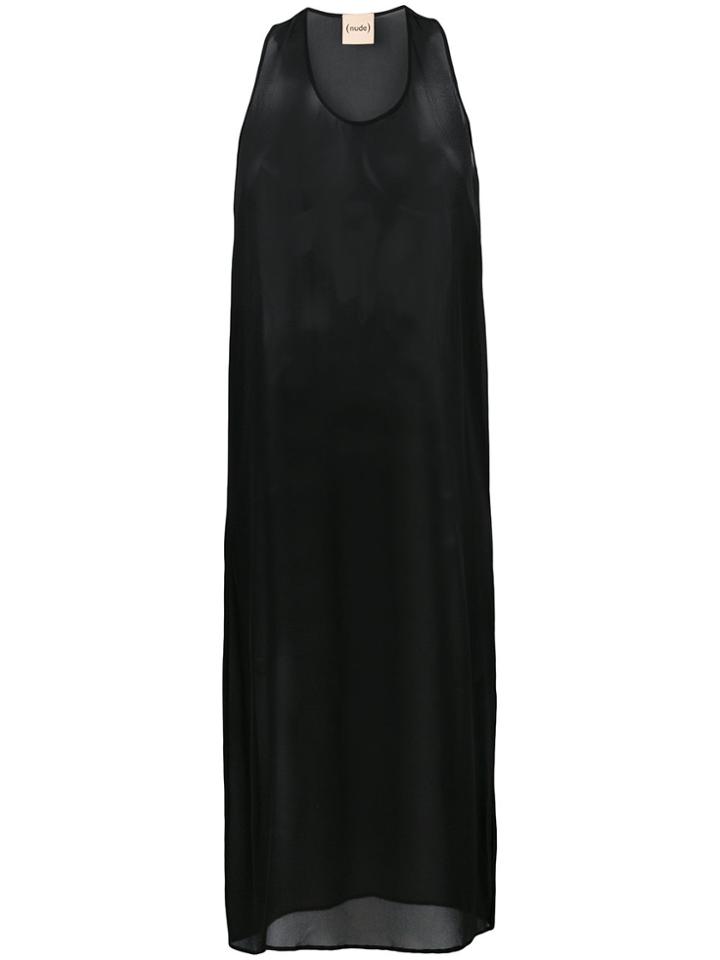 Nude Semi-sheer Mesh Dress - Black