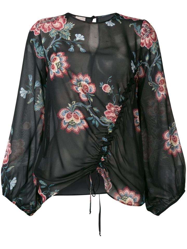 Pinko Ancora Floral Blouse - Black