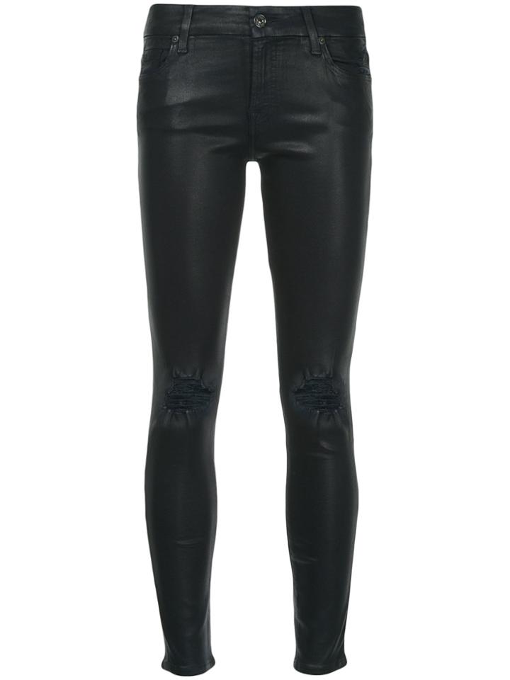 7 For All Mankind Slim Distressed Trousers - Blue