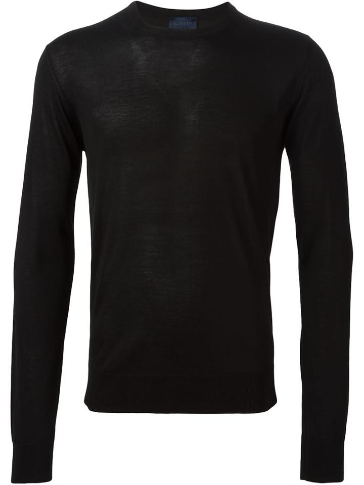 Lanvin Crew Neck Light Jumper, Men's, Size: Small, Black, Silk