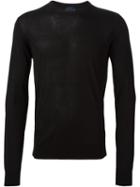 Lanvin Crew Neck Light Jumper, Men's, Size: Small, Black, Silk