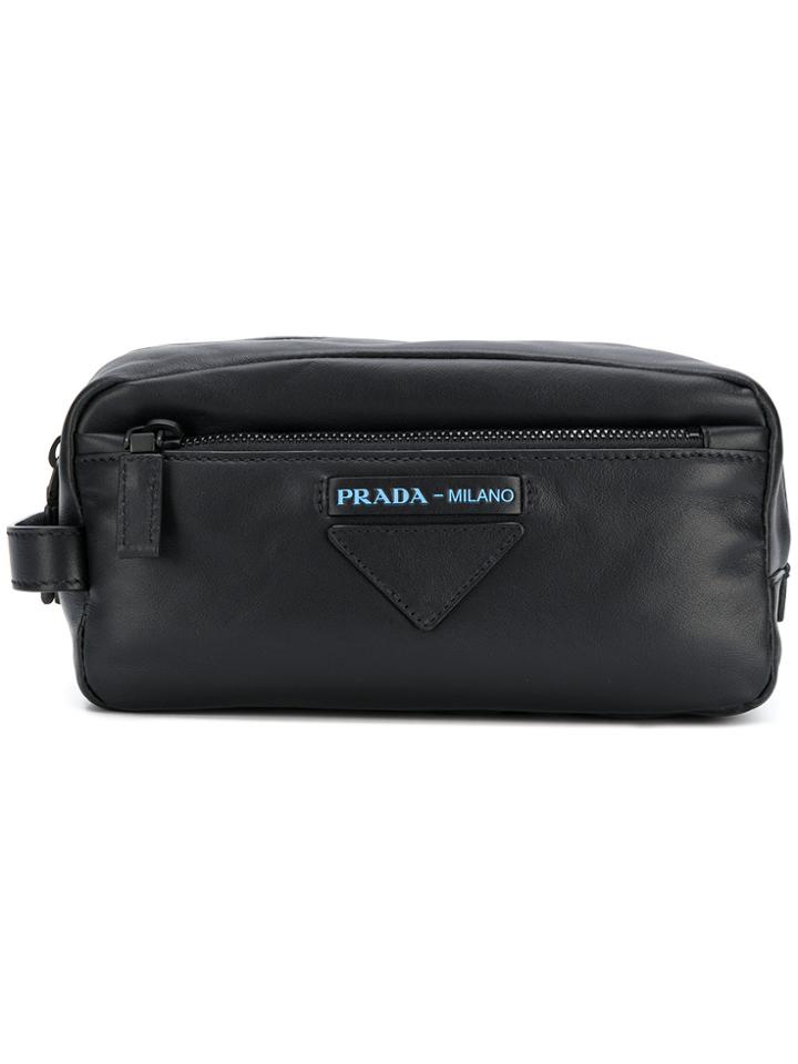Prada Grace Leather Wash Bag - Black