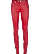 Saint Laurent Skinny Leather Trouser, Women's, Size: 38, Red, Lamb Skin