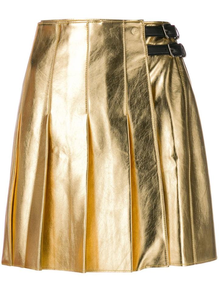 Msgm A-line Pleated Skirt - Gold