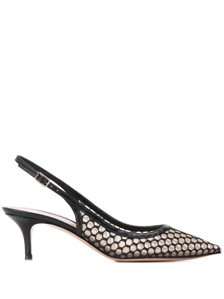 Gianvito Rossi Black Fishnet Sandals
