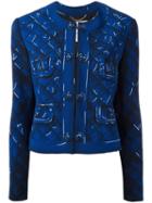 Moschino Trompe-l'oeil Jacket, Women's, Size: 42, Blue, Polyester/rayon/triacetate