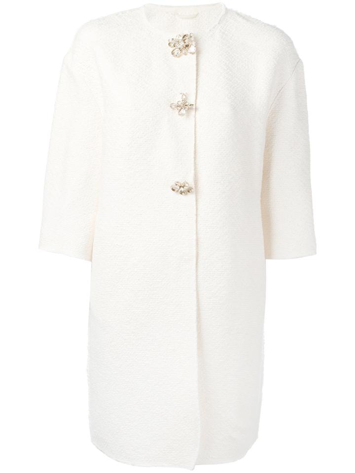 Ermanno Scervino Embellished-button Coat - White