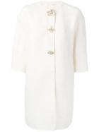 Ermanno Scervino Embellished-button Coat - White