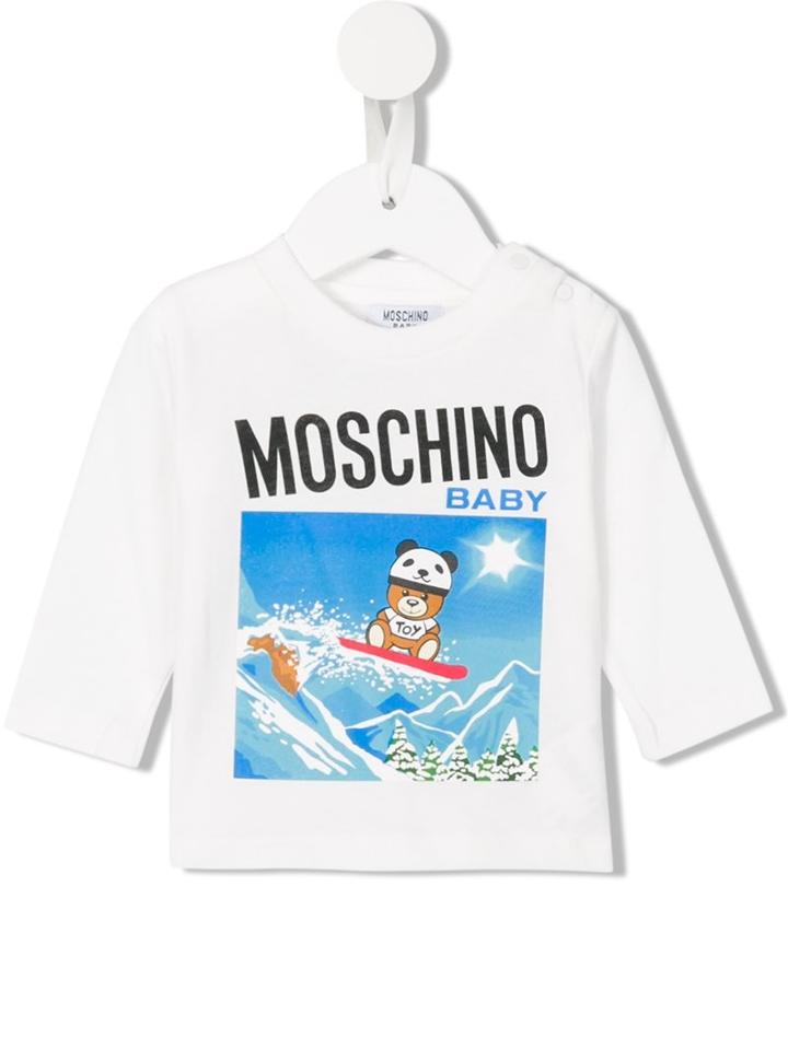 Moschino Kids - Winter Teddy Print T-shirt - Kids - Cotton - 3-6 Mth, White