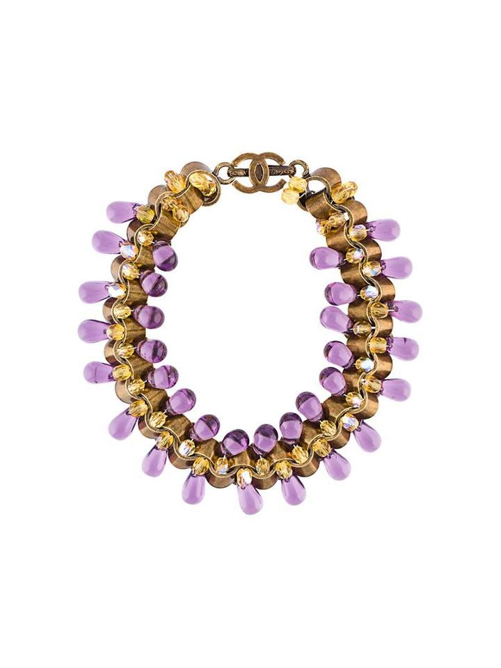 Chanel Vintage Teardrop Glass Bracelet, Women's, Metallic