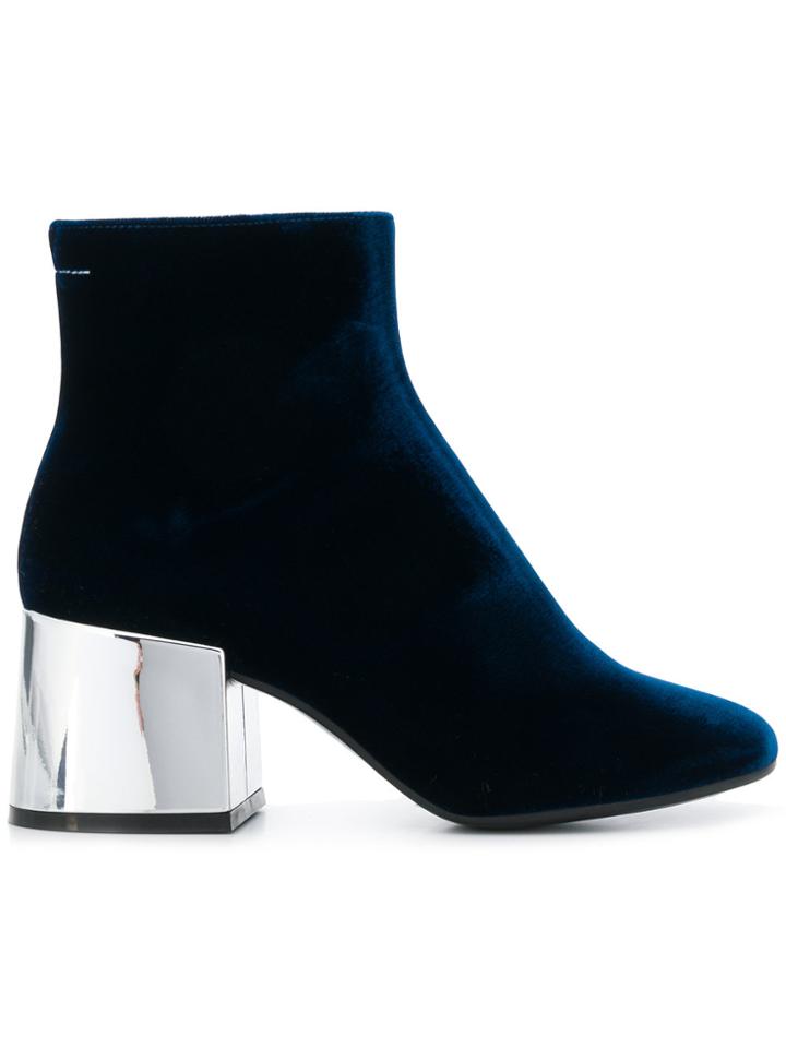 Mm6 Maison Margiela Metallic Heel Boots - Blue