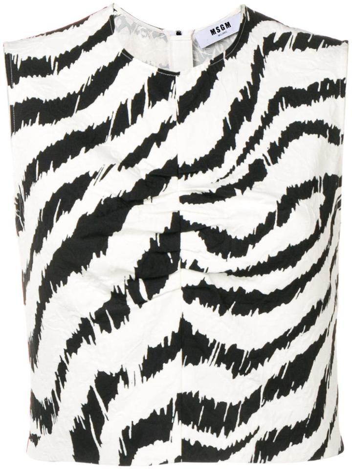 Msgm Animalier Printed Top - Black