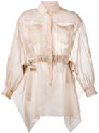 Fendi - Sheer Long Sleeve Shirt - Women - Cotton/polyester/viscose - 44, Women's, Pink/purple, Cotton/polyester/viscose