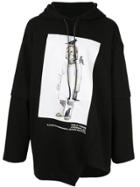 Bmuet(te) Asymmetric Printed Hoodie - Black