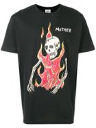 Sss World Corp Flaming Skeleton Printed T-shirt - Black