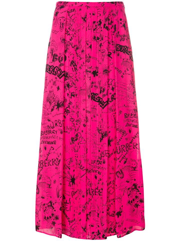 Burberry Doodle Print Skirt - Pink & Purple