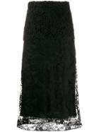 Prada Lace Midi Skirt - Black
