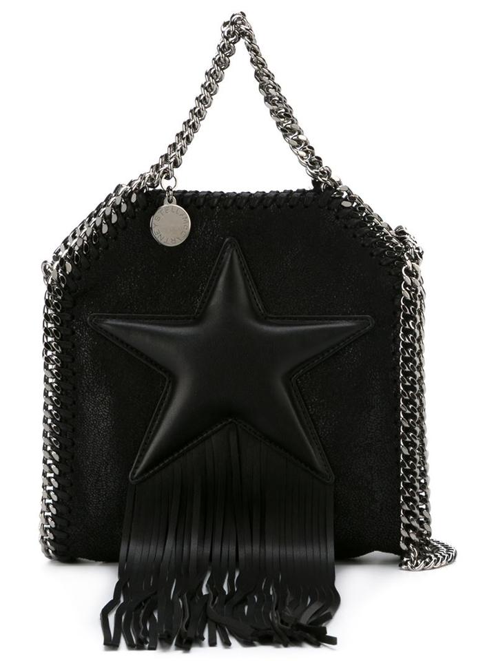 Stella Mccartney Tiny 'falabella Fringed Star' Tote, Women's, Black